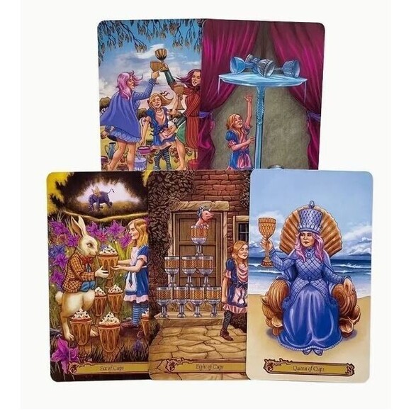 Tarot in Wonderland 78-Card Deck English Edition Alice-Inspired Tarot Cards - Picture 4 of 5